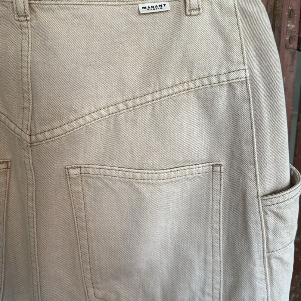 Isabel Marant Etoile Button-Front Beige Denim Ski… - image 6